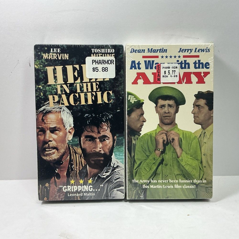 Vtg VHS Military Hell In The Pacific Lee Marvin / At War With Army Jerry Lewis
